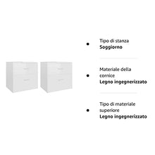 vidaXL Comodini 2 pz Bianco Lucido 40x30x40 cm in Truciolato