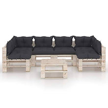SKM Set Divani da Giardino Pallet 7 pz con Cuscini in Legno di Pino (157.76kg) -6280