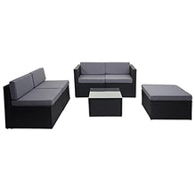Mendler Salottino da Esterno Giardino HWC-D24 polyrattan Antracite con Cuscini Grigi