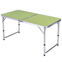 AJIU Tavolo da Campeggio Pieghevole 4FT in Alluminio Portatile Regolabile in Altezza con Tavolo da Picnic con Foro per Ombrellone per Picnic, Spiaggia, Esterno, Interno, Barbecue,Verde