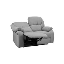 Totò Piccinni Set Divano 2 o 3 posti, Poltrona Relax Calipso Reclinabile, Imbottito con Braccioli e Poggiapiedi (Tessuto Grigio Chiaro, 2 Posti)