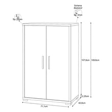 Mobile Armadio 2 ante H110 L71 P41 Cm Struttura color bianco ossido frontali cemento Dd270k
