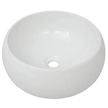 Lavabo da bagno rotondo in ceramica bianca 40 x 16 cm