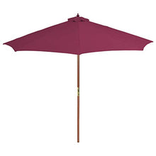 Tidyard Ombrellone da Giardino, Struttura in Legno Duroo, Rosso bordò, Diametro: 3 m, Resistente Antivento