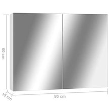 Tidyard Armadietto a Specchio Bianco 80x15x60 cm in MDF, 2 Ante e 3 Scomparti
