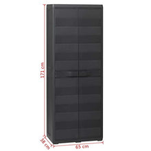 GOTOTOP - Armadio alto da giardino, per esterni, con 3 ripiani regolabili, in plastica, 65 x 38 x 171 cm