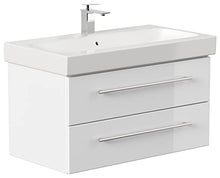 emotion Lavabo con mobiletto, Legno, Bianco Lucido, 90, 2 unità