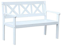 Ambientehome - Panchina da giardino, 2 posti, in legno, modello: EVJE, colore bianco