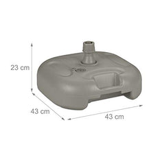 Relaxdays Base per Ombrellone, da Riempire con Acqua o Sabbia, per Aste D: 25-32mm, Supporto in Plastica,43x43 cm,Grigio