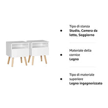 WOLTU Set di 2 Comodini da Notte Bianchi Comodino con Cassetto Organizzatore da Letto in Legno TSR58ws-2