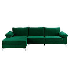 BHDesign Amanda - Divano angolare moderno a 5 posti, tessuto velluto, colore: Verde