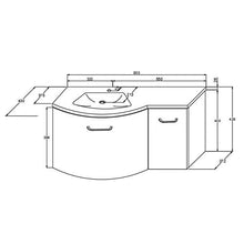Mobile da bagno sospeso DANA 850 - design leggermente arrotondato - antracite, Piletta Pop-up:Con piletta Pop-up
