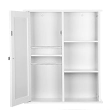 VASAGLE Mobile da Bagno da Parete, Mobile da Muro, Organizzatore Appeso, Armadietto Porta Medicinali, con un'Anta, 5 Scomparti, Ripiano Regolabile in Altezza, 60 x 18 x 71 cm, Bianco BBC20WT