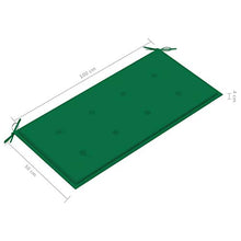 vidaXL Panca da Giardino con Cuscino Verde 112 cm in Legno Teak