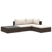 SKM Set Divani da Giardino 4 pz con Cuscini in Polyrattan Marrone (35.9kg)