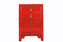 Yajutang - Cassettiera cinese in legno massiccio, colore: rosso