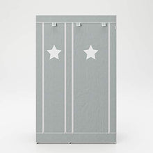 roba Armadio in Tessuto"Little Stars", 6 Scomparti, 175 x 110 x 45 cm, Grigio