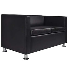 FAMIROSA Set Divani a 3 e a 2 Posti in Similpelle Nero