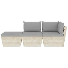 FAMIROSA Set Divani da Giardino su Pallet 3 pz con Cuscini Legno Abete-3421