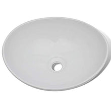 SENLUOWX - Lavabo da appoggio in ceramica moderna con ovale bianco, 40 x 33 cm, mobile da bagno