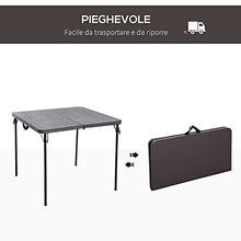 Outsunny Tavolo Pieghevole da Campeggio, Chisura a Valigetta, in Metallo e Plastica Marrone Impermeabile, 86x86x71,5cm