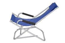 Sedia a sdraio dondolino pieghevole spiaggina cuscino braccioli prendisole blu