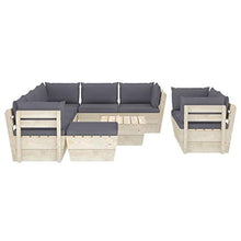 SKM Set Divani da Giardino su Pallet 10 pz con Cuscini Legno Abete (197.6kg) Antracite