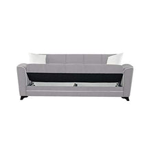 Divano Letto 3 Posti in Vellutino Grigio con Contenitore 232x85xh.90 Cm
