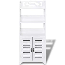 EBTOOLS - Armadietto da bagno con 2 ante e 3 ripiani superiori, in legno di albuquerque, bianco, 46 x 24 x 117,5 cm