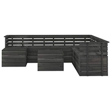 FAMIROSA Set Divani da Giardino su Pallet 9 pz Legno Pino Grigio Scuro-3763