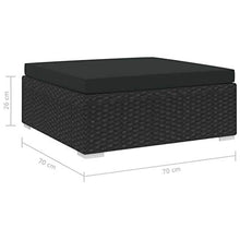 Tidyard Poggiapiedi Modulare con Cuscino in Polyrattan Nero