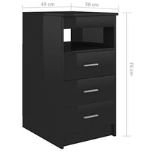 FAMIROSA Cassettiera Nero Lucido 40x50x76 cm in Truciolato
