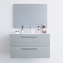 MarinelliGroup Mobile Bagno 80 cm sospeso con lavabo in Ceramica e Specchio con cassetti Cemento Dafne