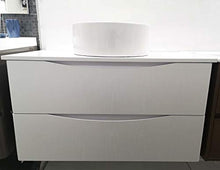 GT-LUX Mobile Bagno SOSPESO 90 CM RW900P/W Legno Bianco Rubinetto LAVABO 2 CASSETTI