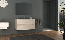 giordanoshop Mobile Bagno Sospeso 100 cm Lavabo e Specchio Tavassi Giove Rovere Bianco