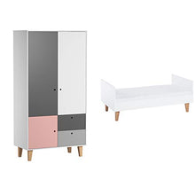 Letto trasformabile Vox Concept 70x140 e armadio a 2 ante - rosa