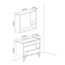 Kiamami Valentina MOBILE BAGNO A TERRA 101CM CON LAVABO STILE INDUSTRIAL SPECCHIO | VIENNA