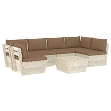 FAMIROSA Set Divani da Giardino su Pallet 7 pz con Cuscini Legno Abete-3596