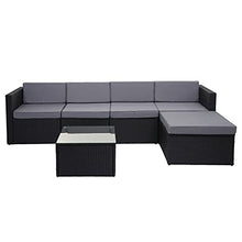 Mendler Salottino da Esterno Giardino HWC-D24 polyrattan Antracite con Cuscini Grigi