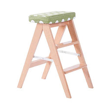 MJY Sgabelli da Bar Moda Sgabello in Legno Massello Sgabello Pieghevole da Cucina Sgabello Scala Creativa per Casa Sgabello da Arrampicata per Adulti Sedia (Colore: Verde)
