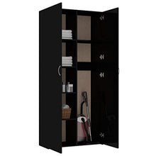 FAMIROSA Armadietto Bianco Lucido Nero 80x35,5x180 cm in Truciolato