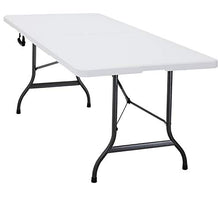 Monzana Tavolo da Giardino Tavolo da Campeggio Look PolyRattan 183x76 cm Tavolino Pieghevole Esterno Bianco