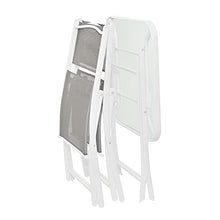 Set tavolo bianco con 2 sedie pieghevoli, in ferro e textilene Bianco