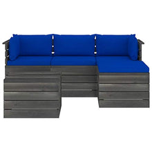 FAMIROSA Set Divani da Giardino su Pallet 5 pz con Cuscini Massello Pino-1813