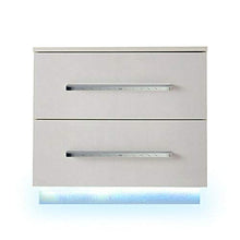 1x comodino da comodino moderno con luci a LED lucide con 2 cassetti bianchi