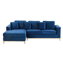 Beliani Divano Angolare in Velluto Blu Scuro Versione Destra Oslo