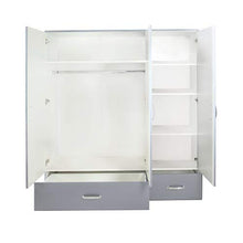 Miami Kleiderschrank 3-türig 2 Ante con Chiusura rallentata e 1 cassetto Completamente Estraibile, con Armadio e Ripiani, Legno, Grigio Chiaro Metallizzato, 52 x 146 x 200 cm