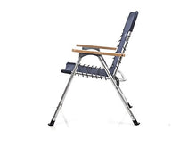 Set di 2 sedie pieghevoli da barca con braccioli in legno e stampa di bussola, colore: blu navy