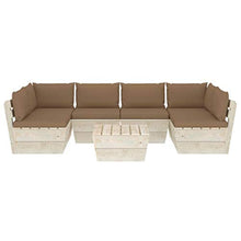 FAMIROSA Set Divani da Giardino su Pallet 7 pz con Cuscini Legno Abete-3596