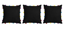 Pirate Black Cushion Cover with Colorful Pom poms (3 PCS 14 x 14â)